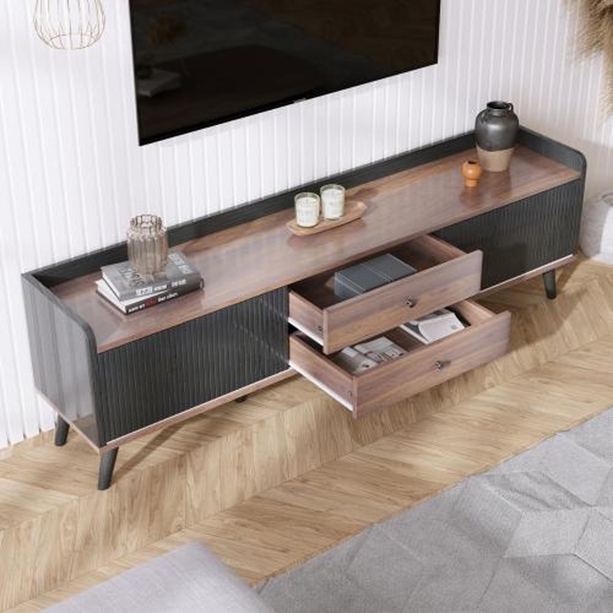 Voir la diapositive 5 : MERAX Meuble tv noir 160 cm panneau de particules