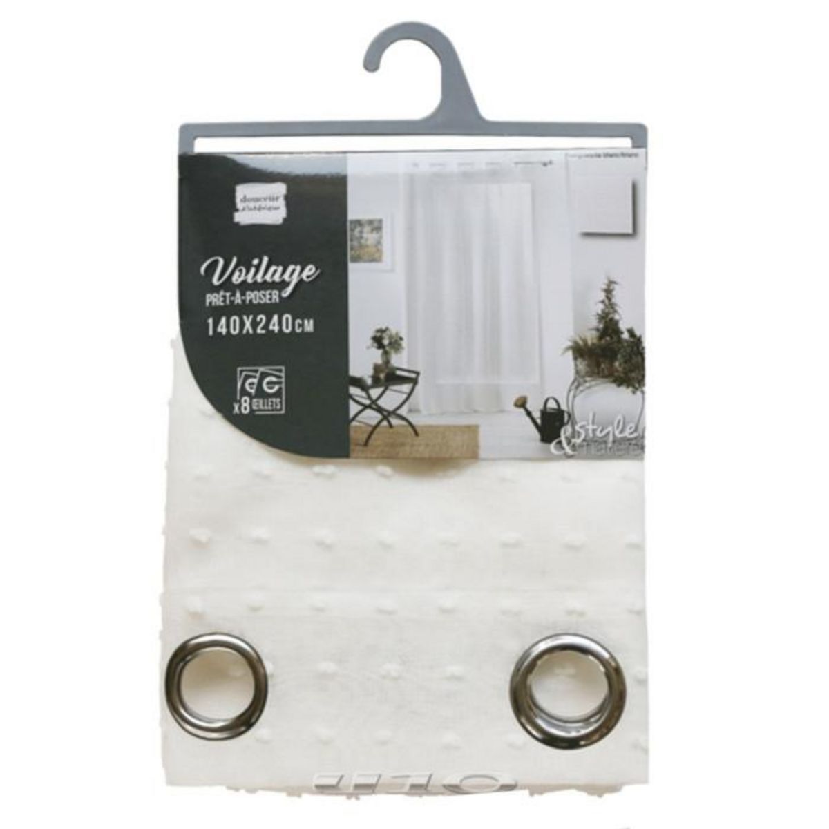 Paris Prix Rideau Voilage à Œillets  Pomponella  140x240cm Blanc