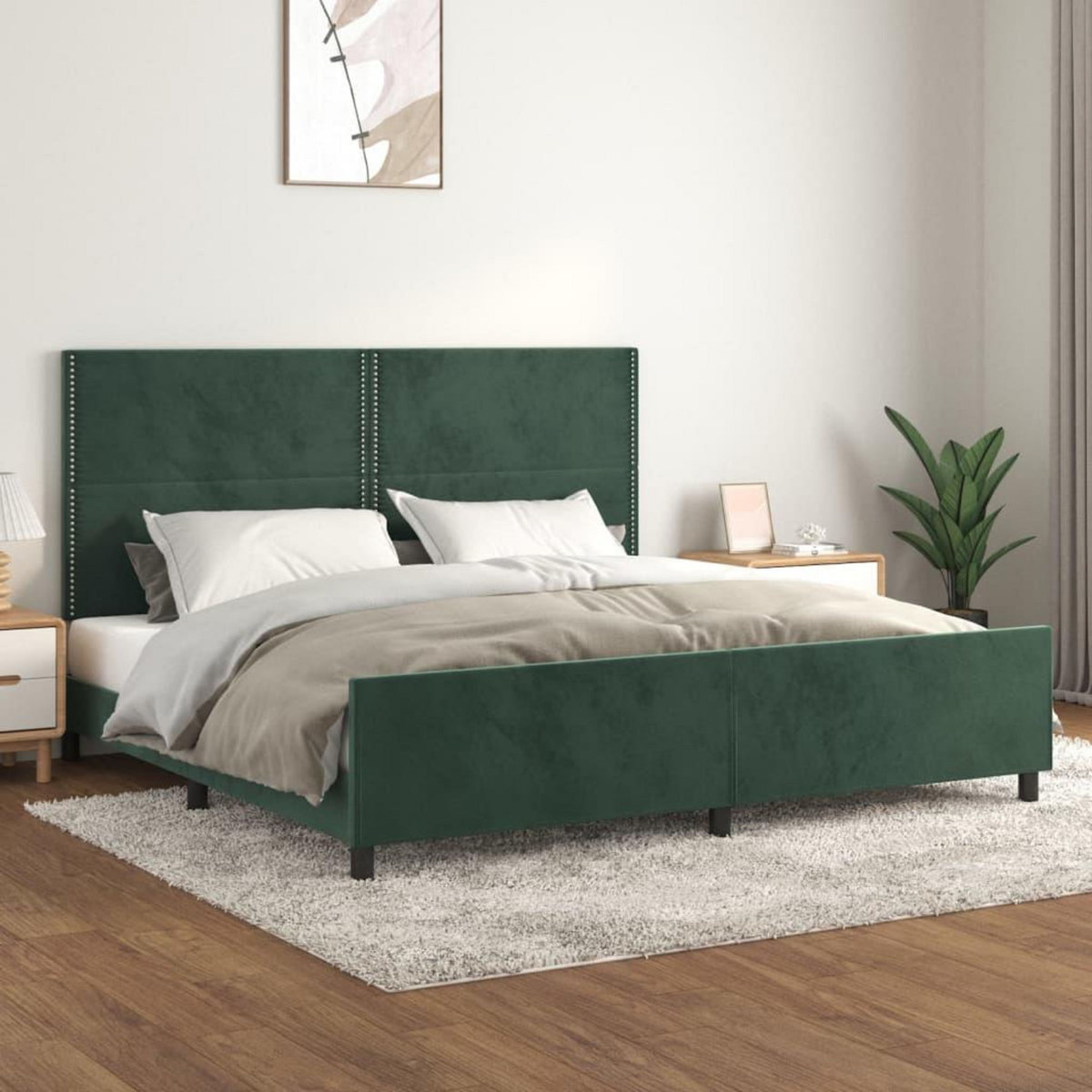 VIDAXL Cadre de lit sans matelas vert fonce 200x200 cm velours
