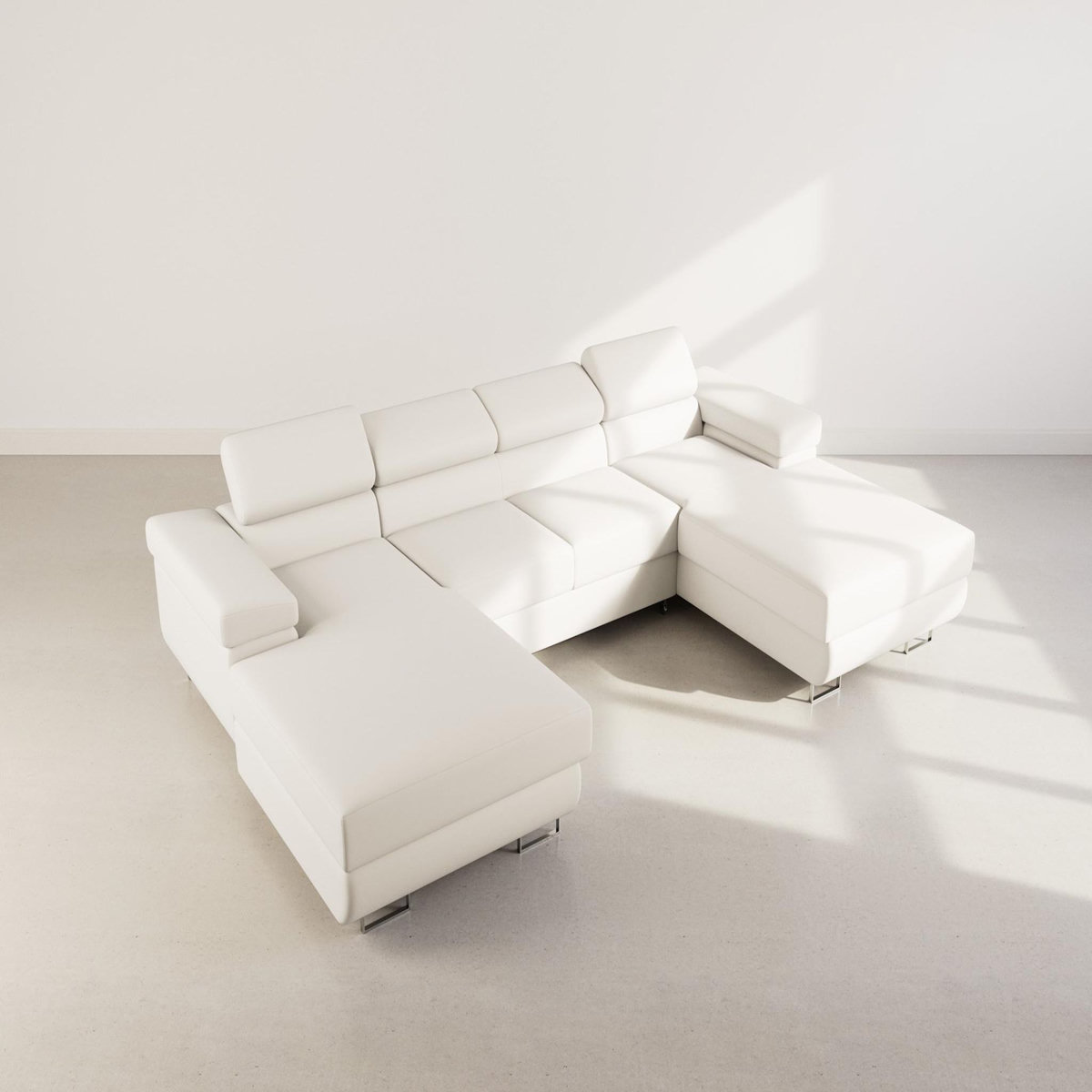 BEST MOBILIER Pablo - canapé panoramique en u - 7 places - convertible avec coffres et têtières réglables - en velours