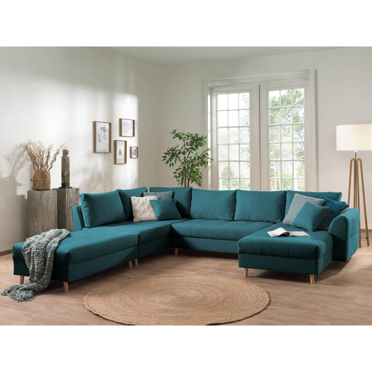LISA DESIGN Rune - canapé panoramique avec pouf d'appoint - 7 places - style scandinave - gauche