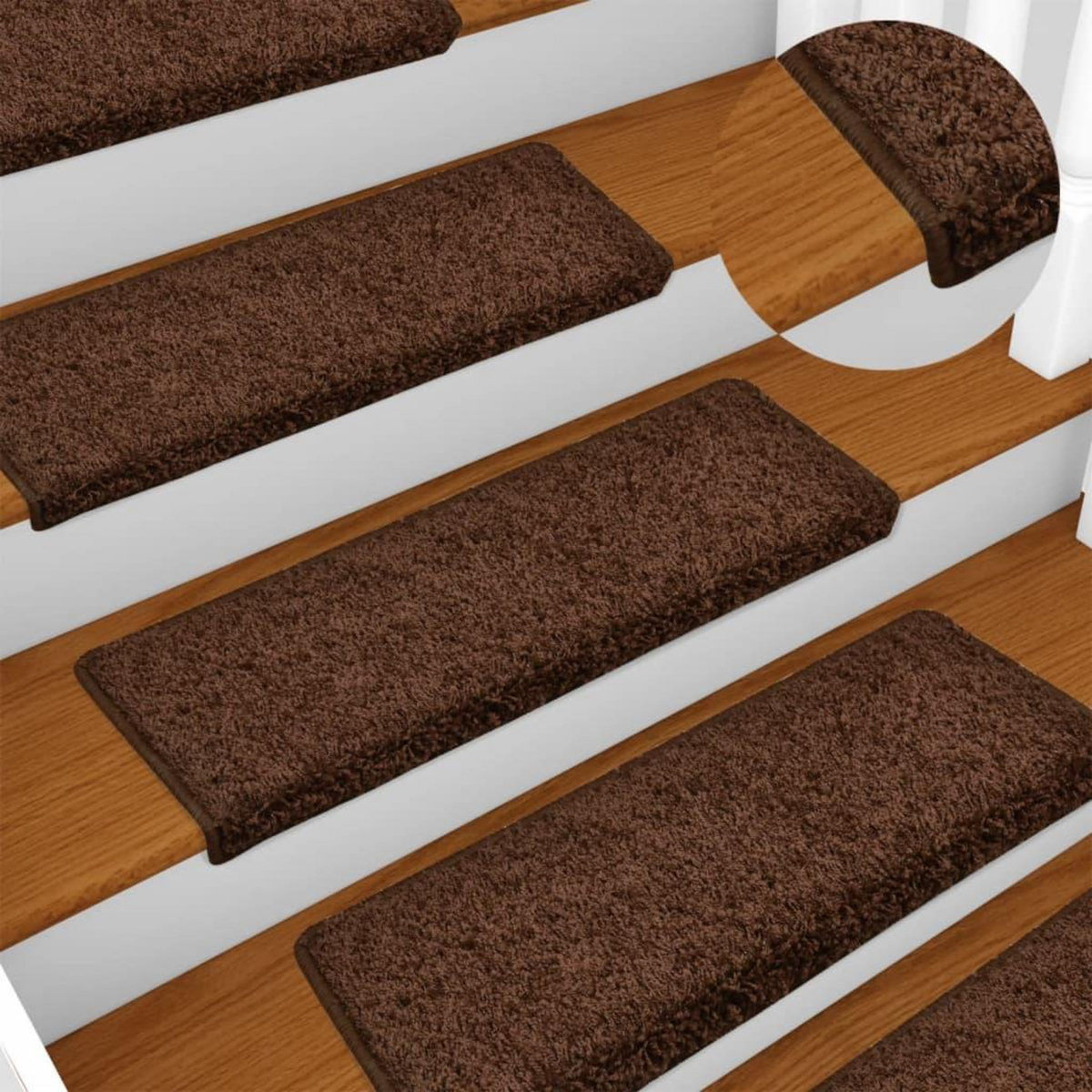 VIDAXL Tapis d'escalier 15 pcs 65x21x4 cm Marron
