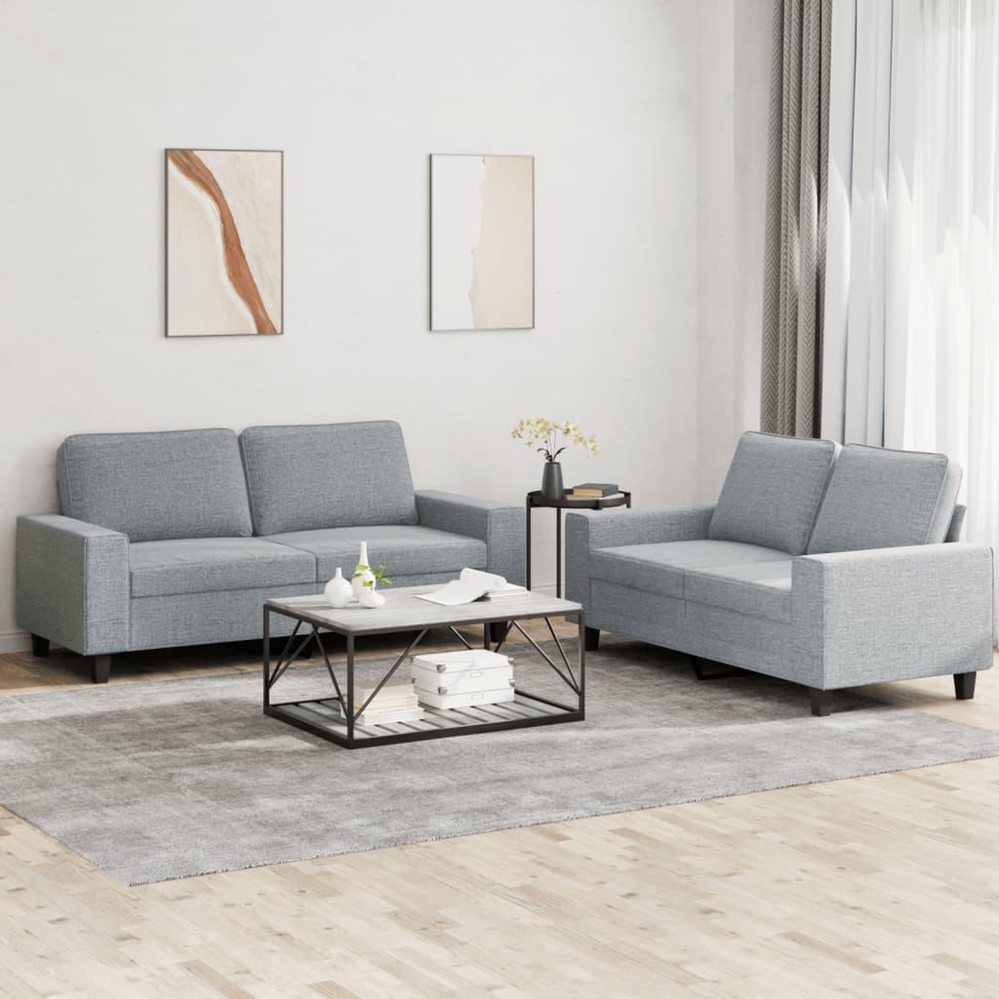 Voir la diapositive 1 : VIDAXL Ensemble de canapes 2 pcs gris clair tissu