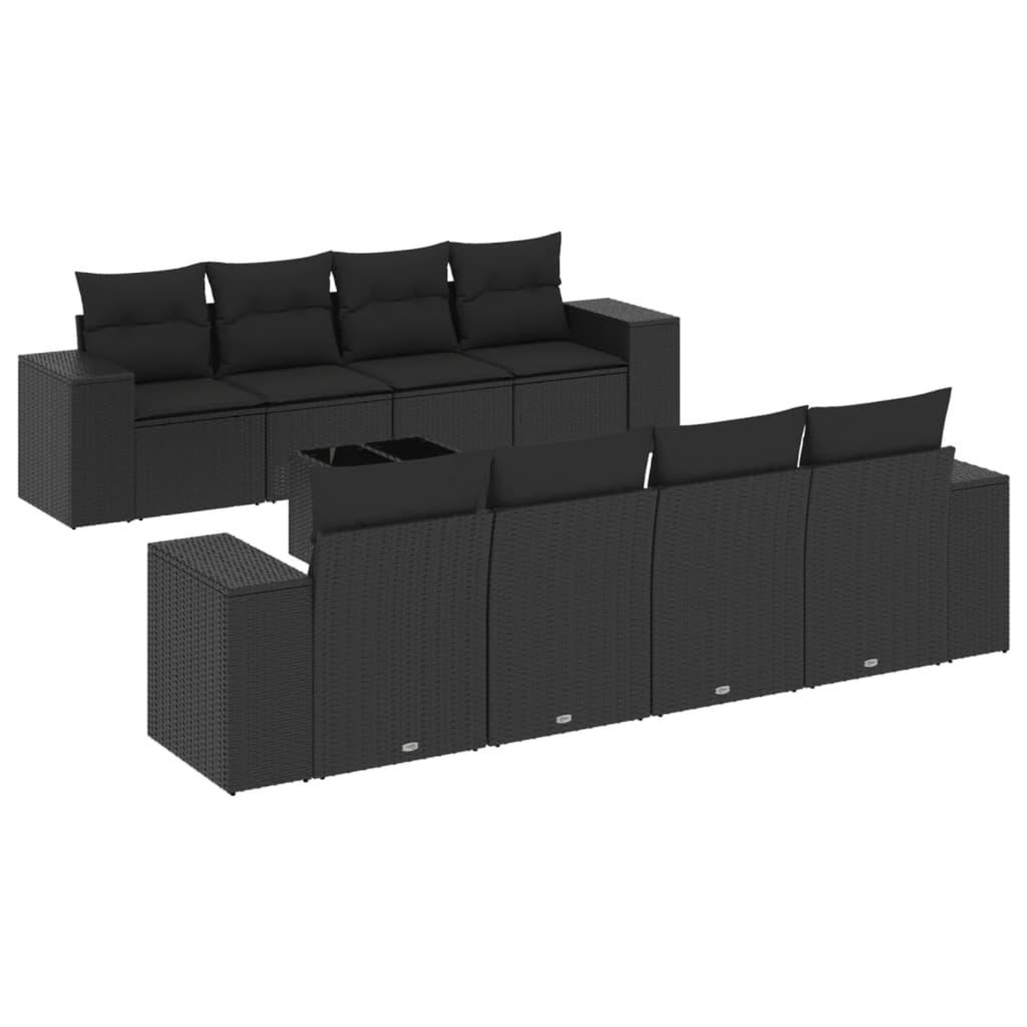 Voir la diapositive 2 : VIDAXL Salon de jardin 9 pcs avec coussins noir resine tressee