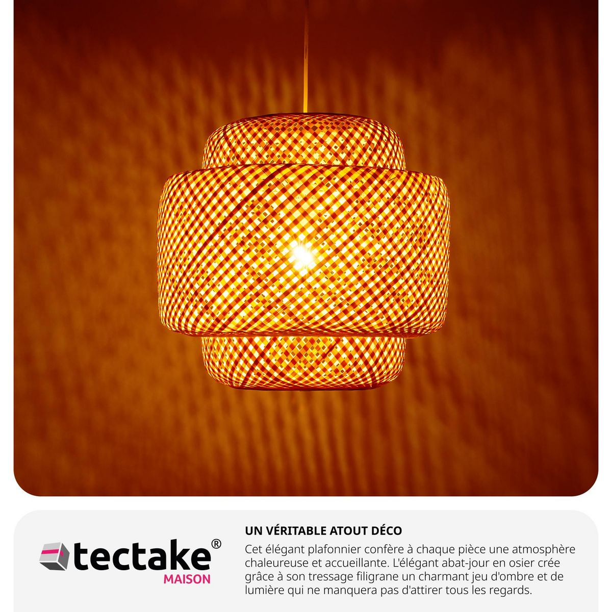 tectake Plafonnier style bohème marron