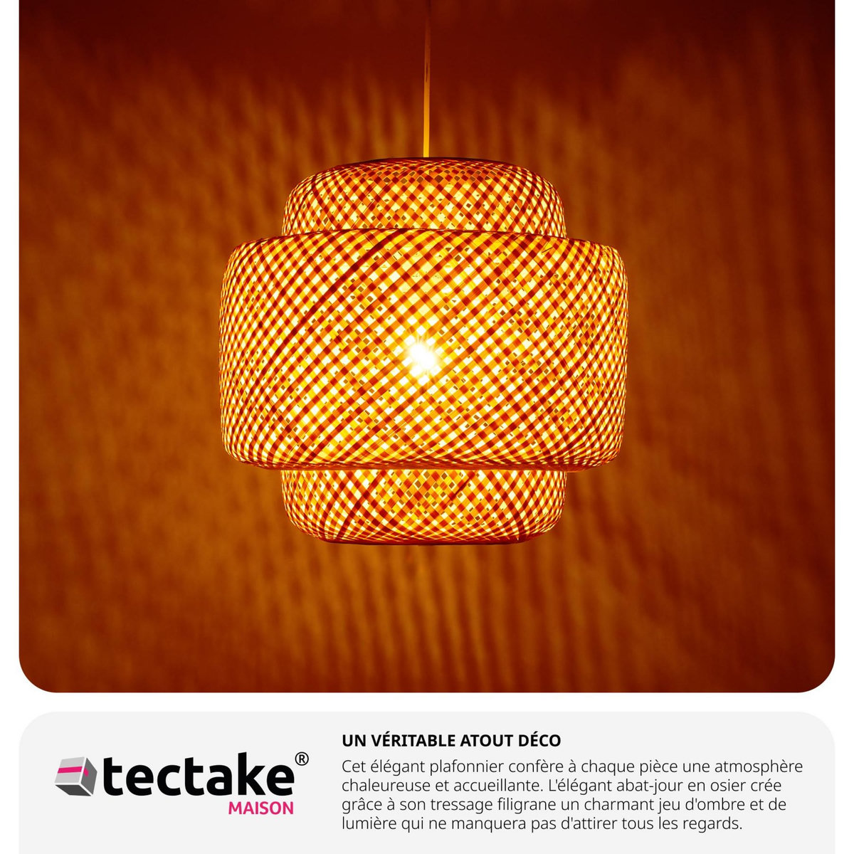 tectake Plafonnier style bohème marron