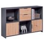 Voir la diapositive 3 : Commode de rangement 2 portes 2 tiroirs 3 niches TEO 