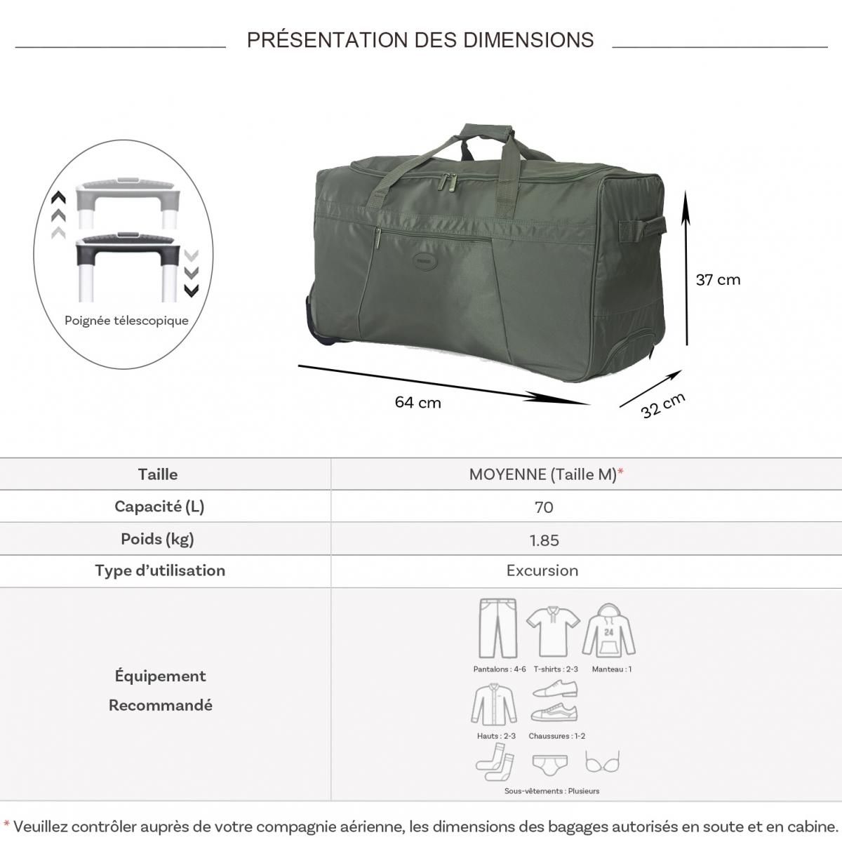 TRUCK Sac de voyage avec roulettes 70L  64cm