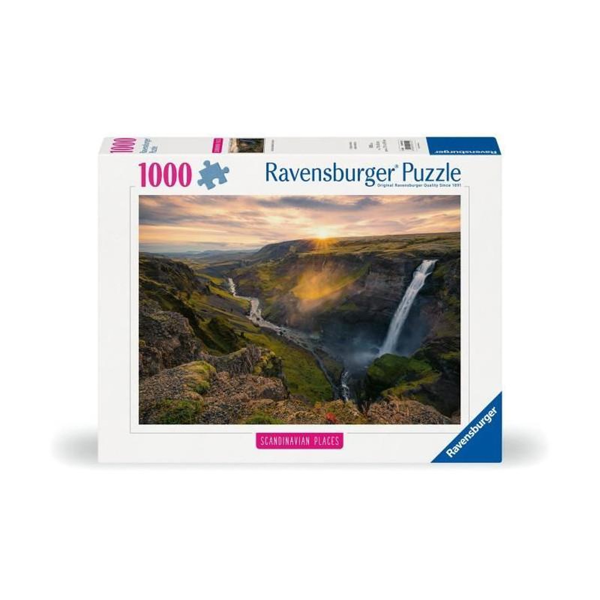 Voir la diapositive 2 : RAVENSBURGER Puzzle 1000 pièces La cascade Háifoss Islande – Ravensburger – Collection Highlights – Dès 14 ans – Adulte & Enfant