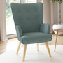Voir la diapositive 2 : ID MARKET Fauteuil scandinave IVAR en tissu vert eucalyptus