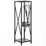 OUTSUNNY Serviteur de cheminée colonne - porte bûches - range bûches multi accessoires dim. 34L x 34l x 111H cm métal noir