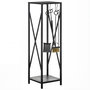 Voir la diapositive 1 : OUTSUNNY Serviteur de cheminée colonne - porte bûches - range bûches multi accessoires dim. 34L x 34l x 111H cm métal noir