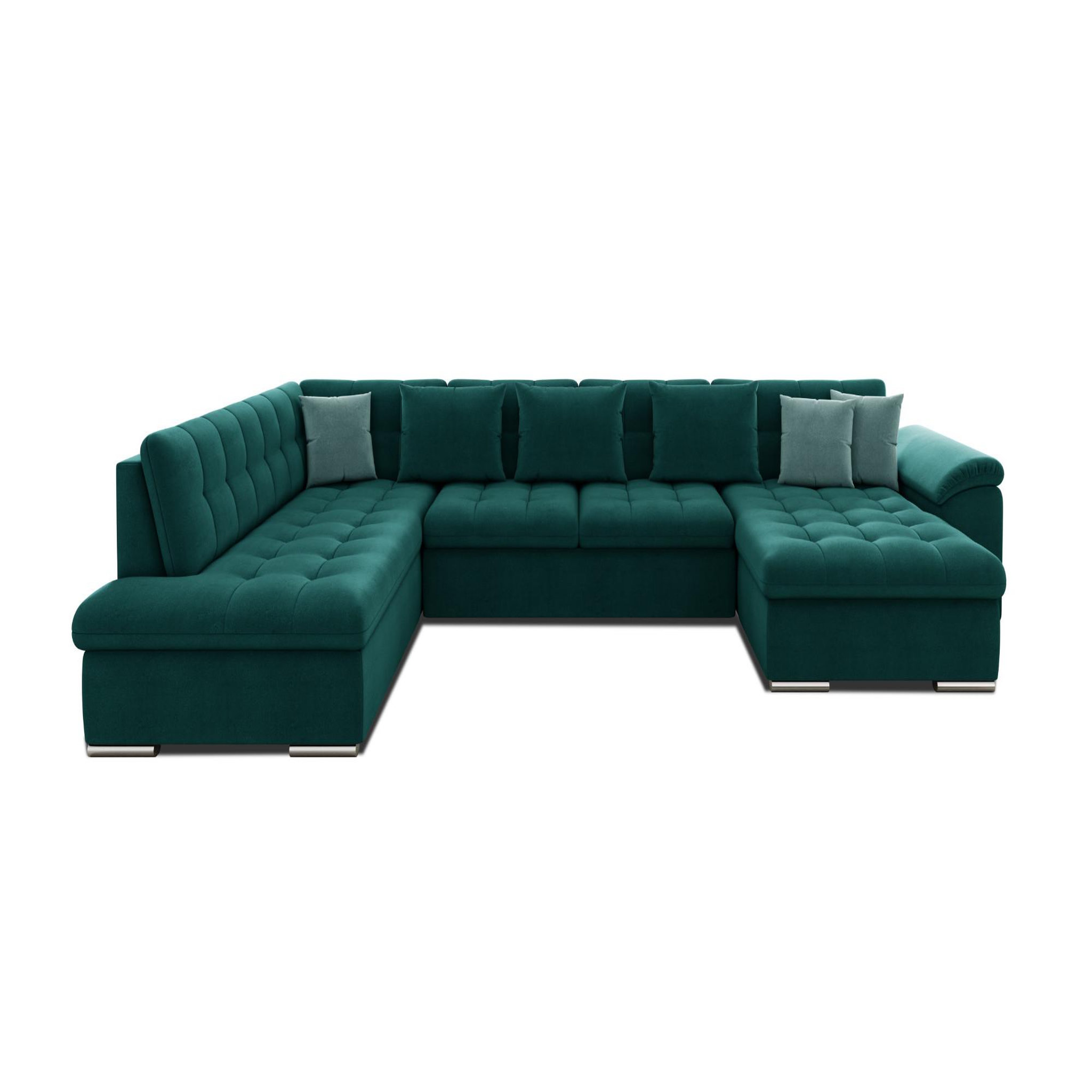 Voir la diapositive 1 : BEST MOBILIER Chuck - canapé panoramique xxl - convertible avec coffre - 7 places - gauche