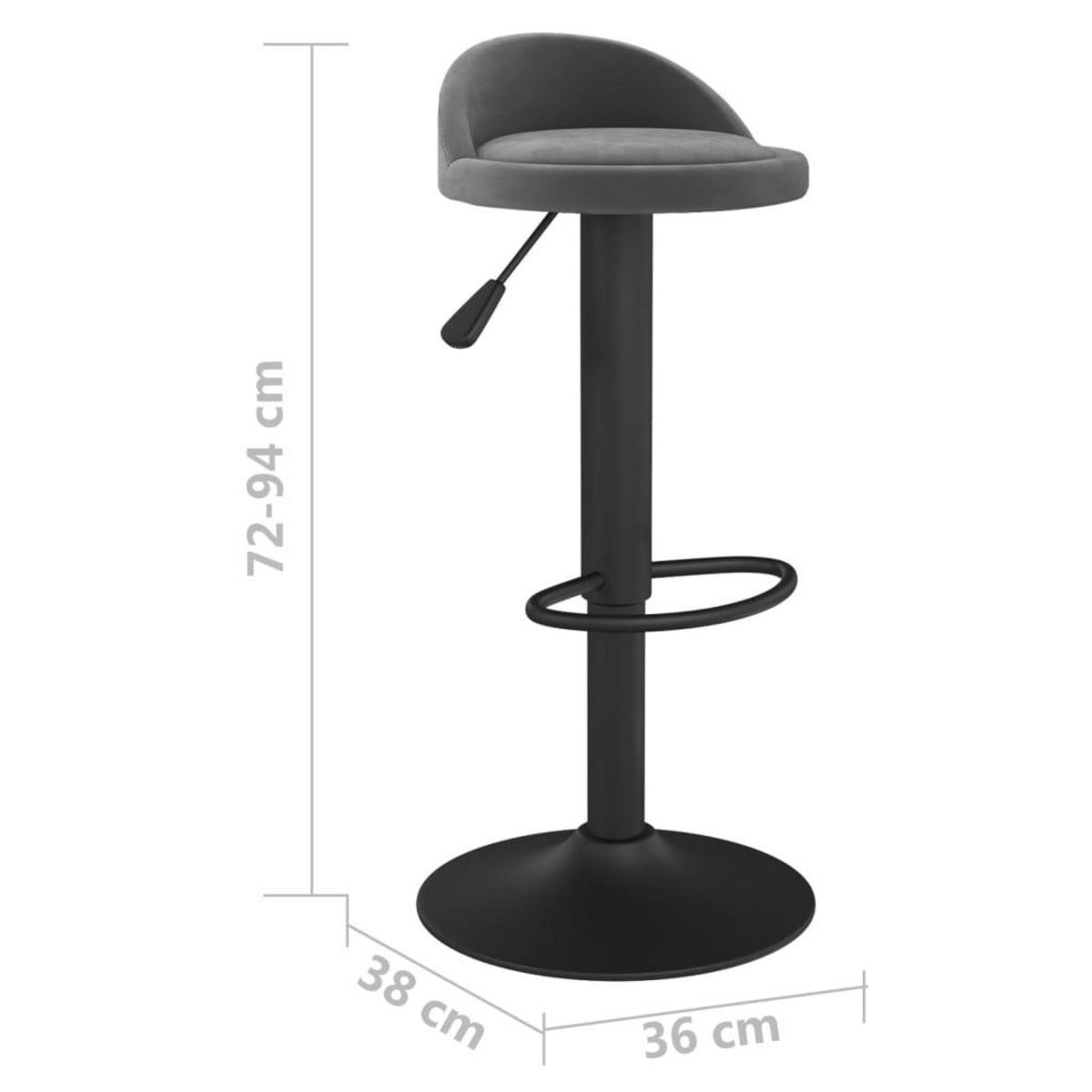 VIDAXL Tabouret de bar Gris fonce Velours
