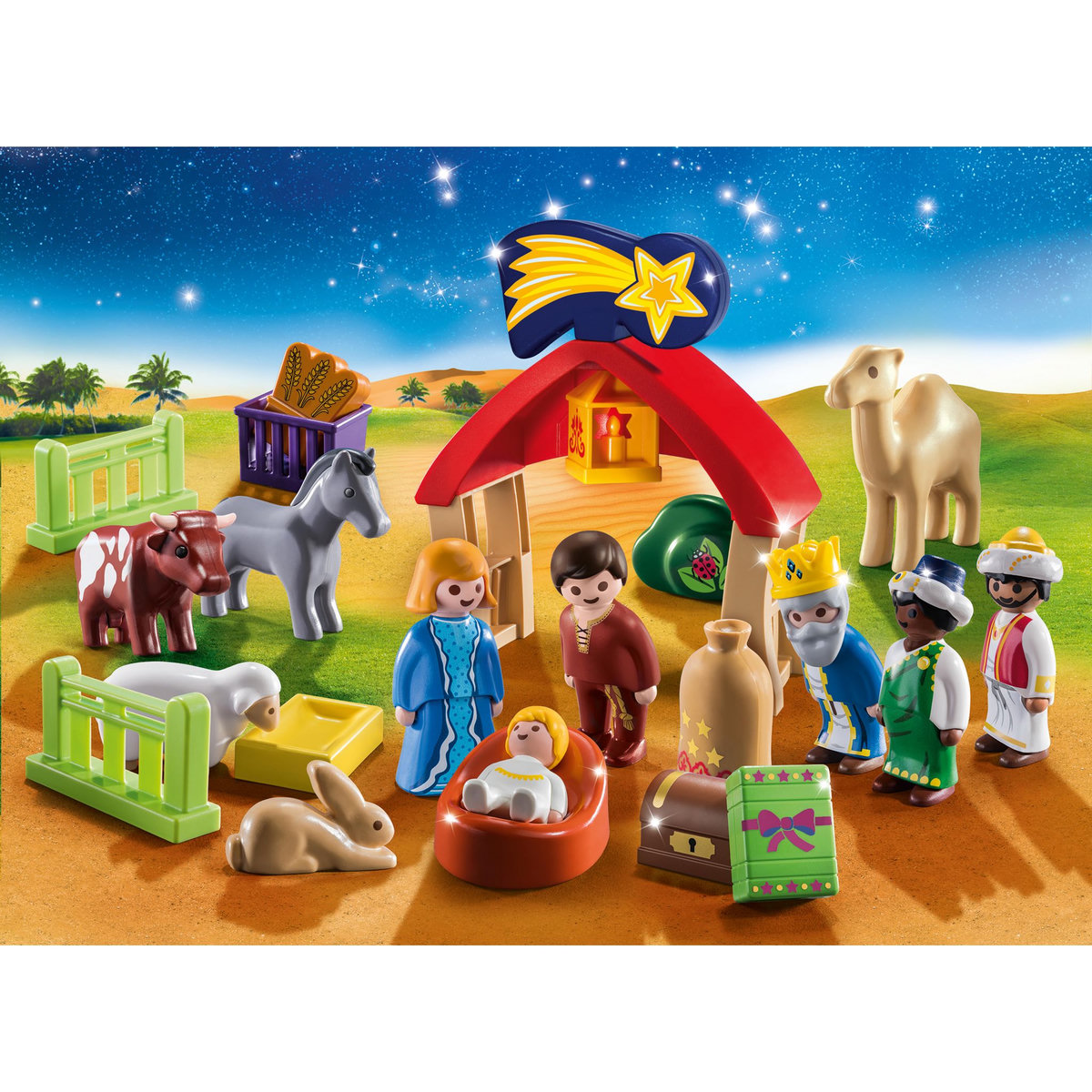 PLAYMOBIL 70259 1.2.3 Calendrier de l'avent  - Animaux et mangeoire