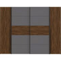 Voir la diapositive 4 : MARKET24 Armoire NARAGO - Décor Noyer Bakersfield et gris - 2 portes coulissantes + 2 portes battantes - L270 x P61 x H210 cm