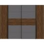 Voir la diapositive 4 : MARKET24 Armoire NARAGO - Décor Noyer Bakersfield et gris - 2 portes coulissantes + 2 portes battantes - L270 x P61 x H210 cm