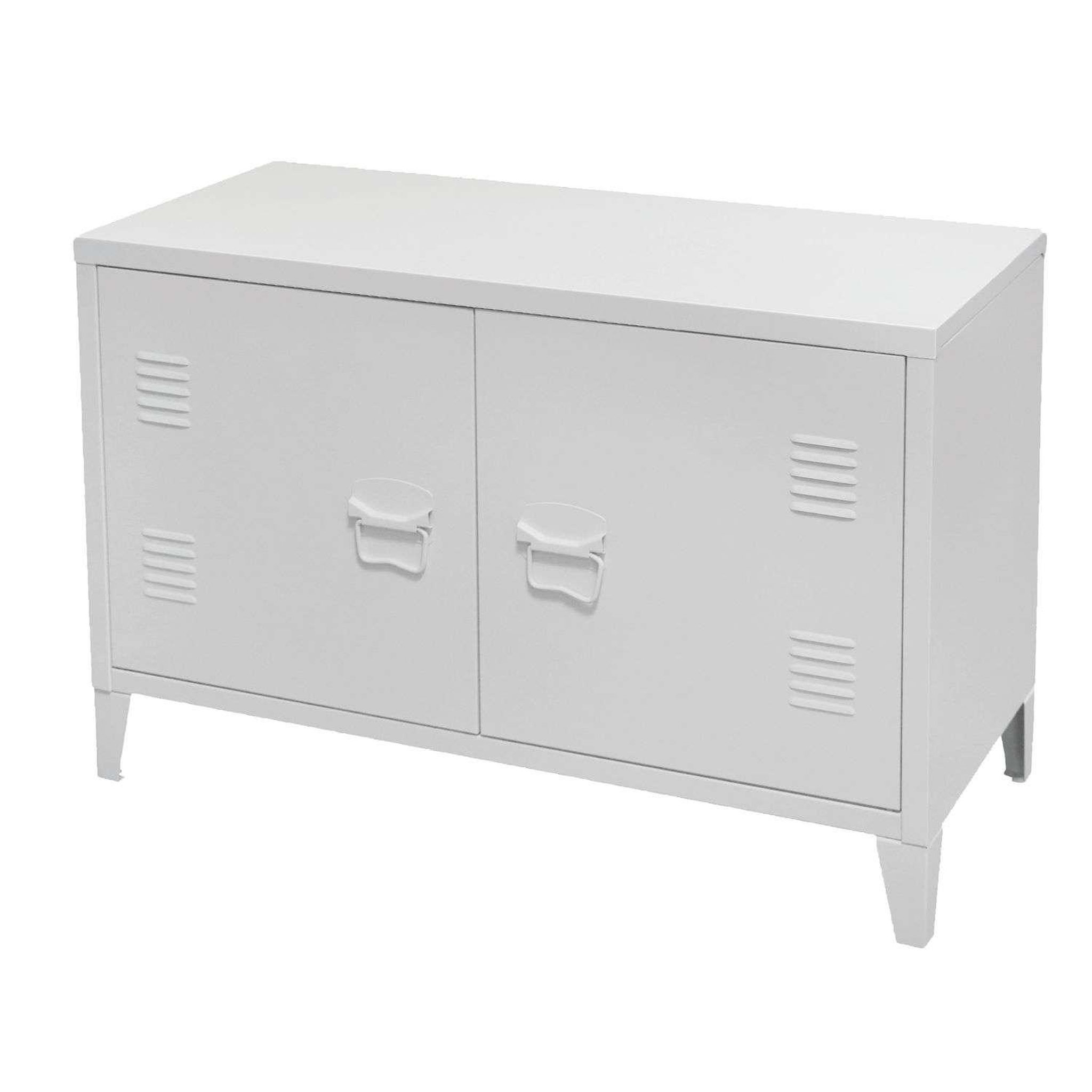 DIVERS Meuble tv 2 portes industriel white en métal - blanc