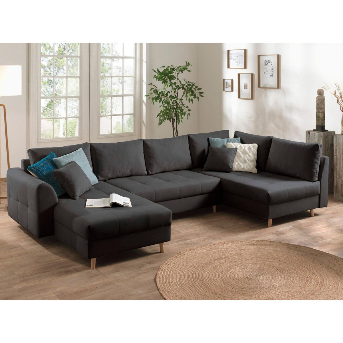 LISA DESIGN Rune - canapé panoramique - 7 places - style scandinave - droit