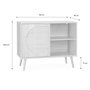 Voir la diapositive 4 : SWEEEK Buffet de rangement décor bois cannage arrondis. Eva. 1 portes réversible. deux niveaux. buffet bas.  L80 x l39 x H65.8cm