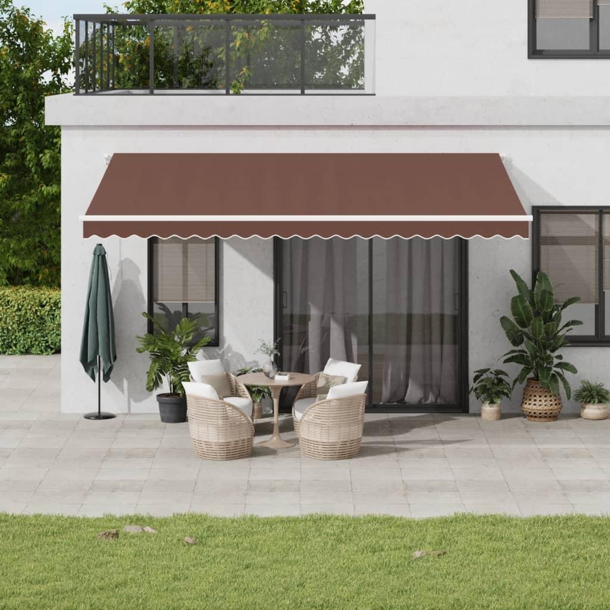 VIDAXL Auvent manuel retractable avec LED marron 500x300 cm