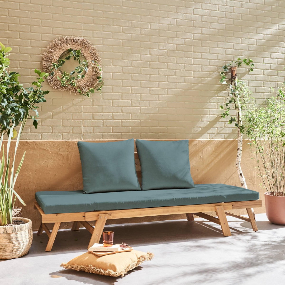 SWEEEK Banquette de jardin bois d'acacia 2/3 places JALANCE 155 / 200 x 72 x 74.5cm