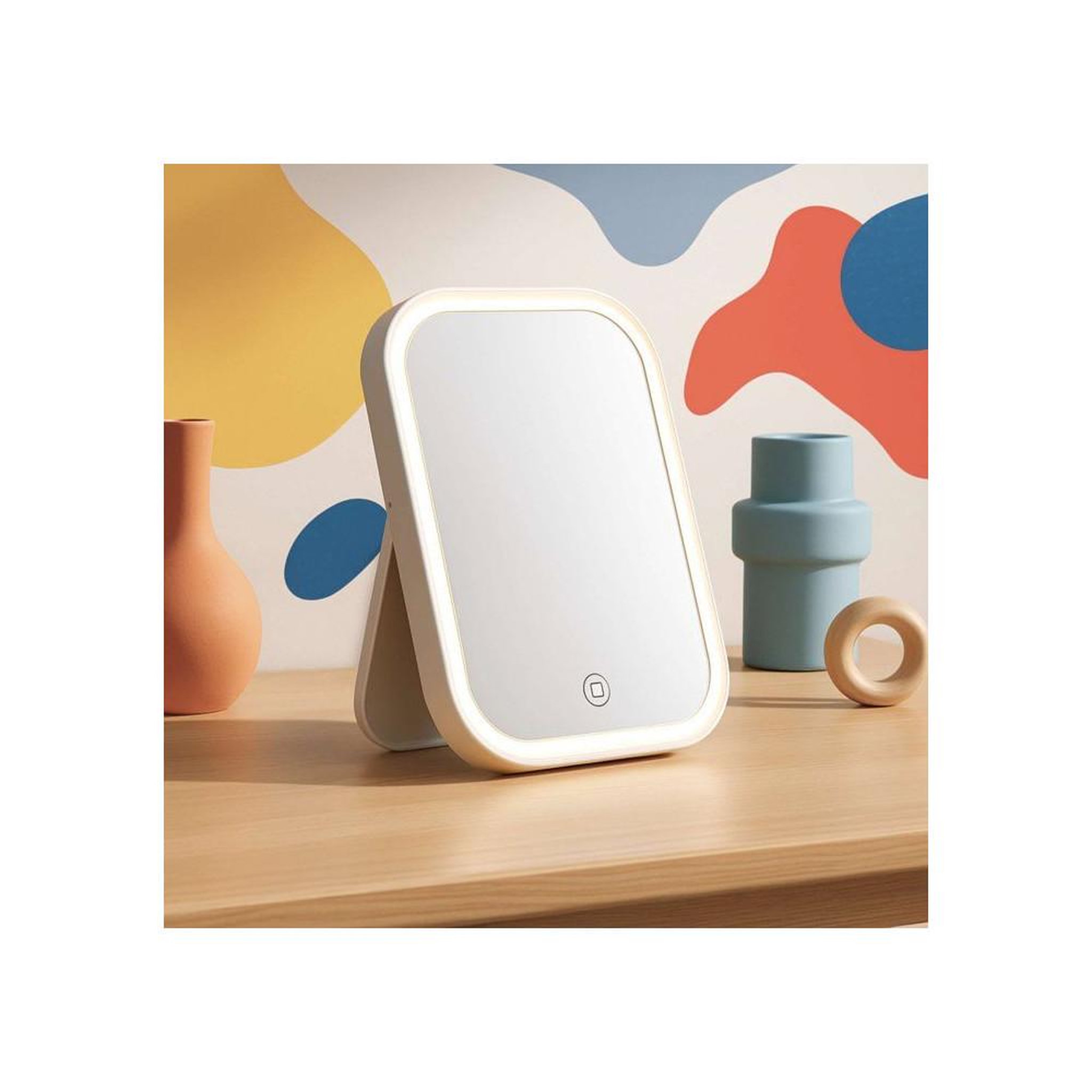 Voir la diapositive 2 : LIVOO Miroir maquillage lumineux led rechargeable livoo dos224w, intensité réglable, inclinaison jusqu'à 90°, usage sans fil, cadre blanc