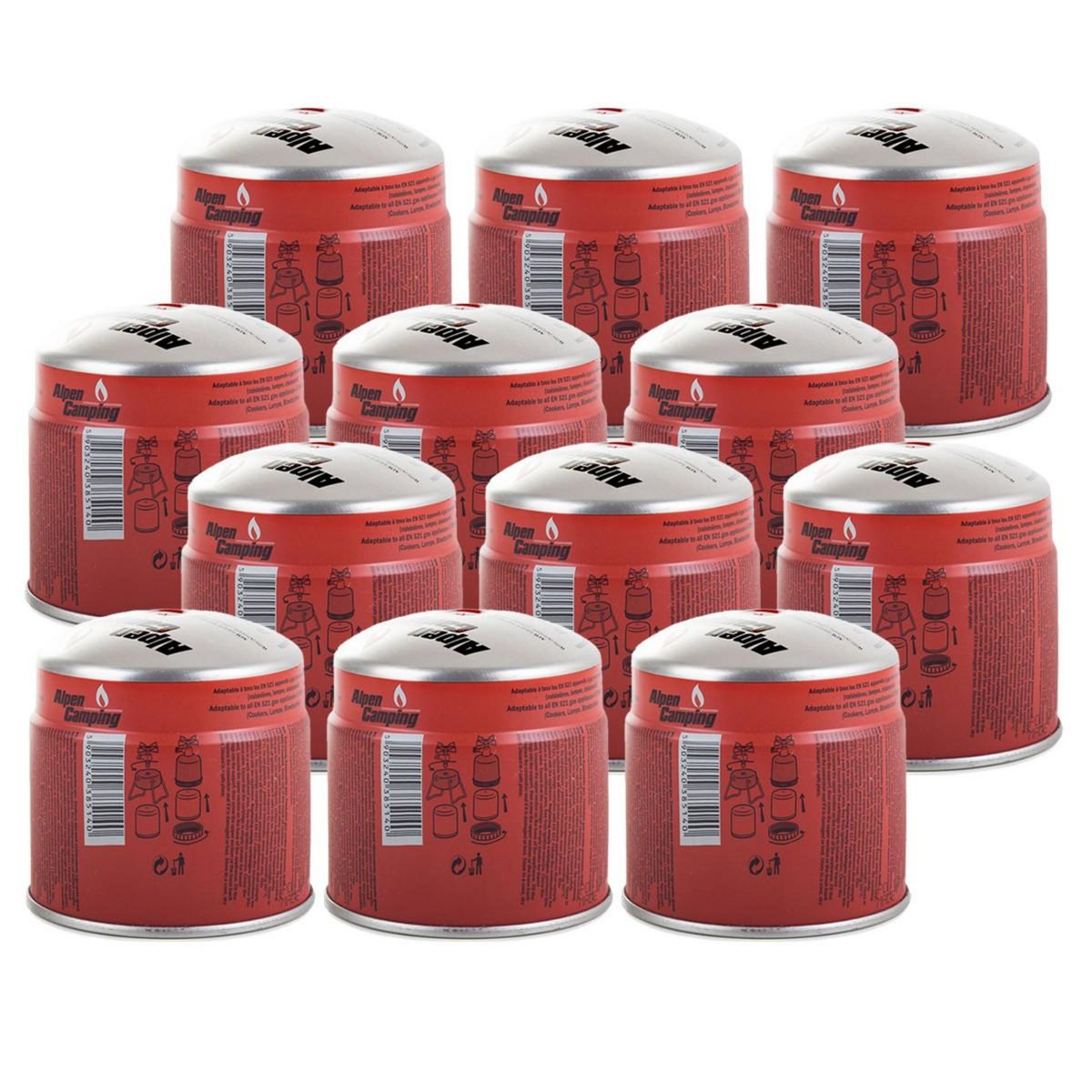 ALPENTECH Pack de 12 Cartouches de gaz 190g Perçable Butane Propane Sécurité stop-gaz ALPENTECH