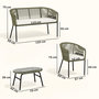 Voir la diapositive 3 : OUTSUNNY Salon de jardin design lignes arrondies 4 places 4 pièces
