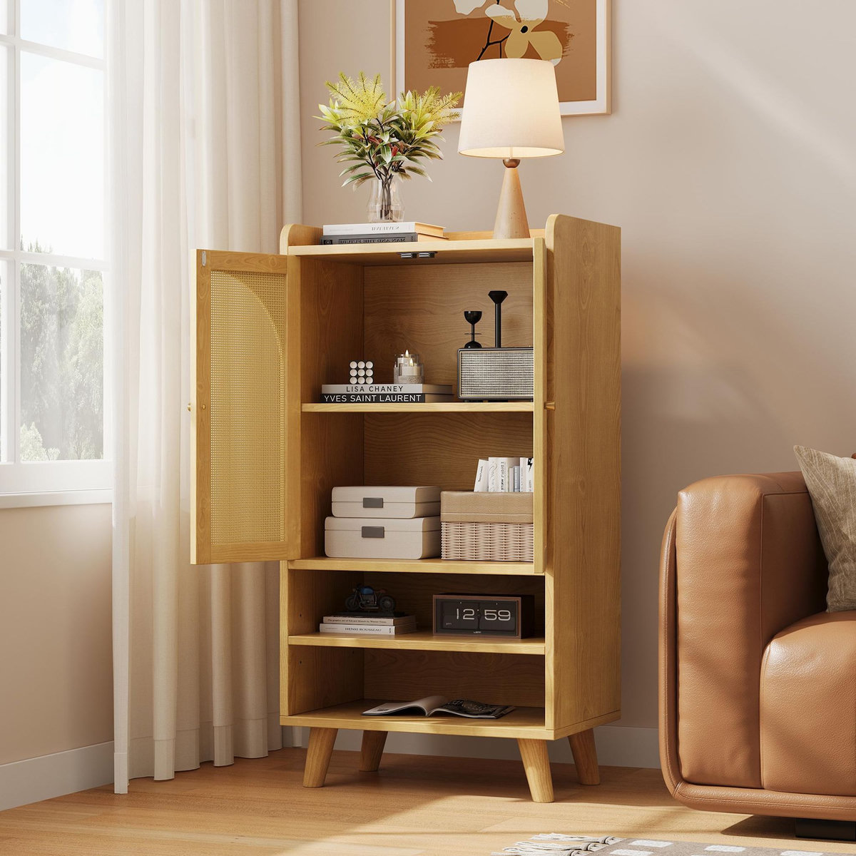 MERAX Buffet 2 porte(s) 0 tiroir(s) - 60 cm naturel panneau de particules