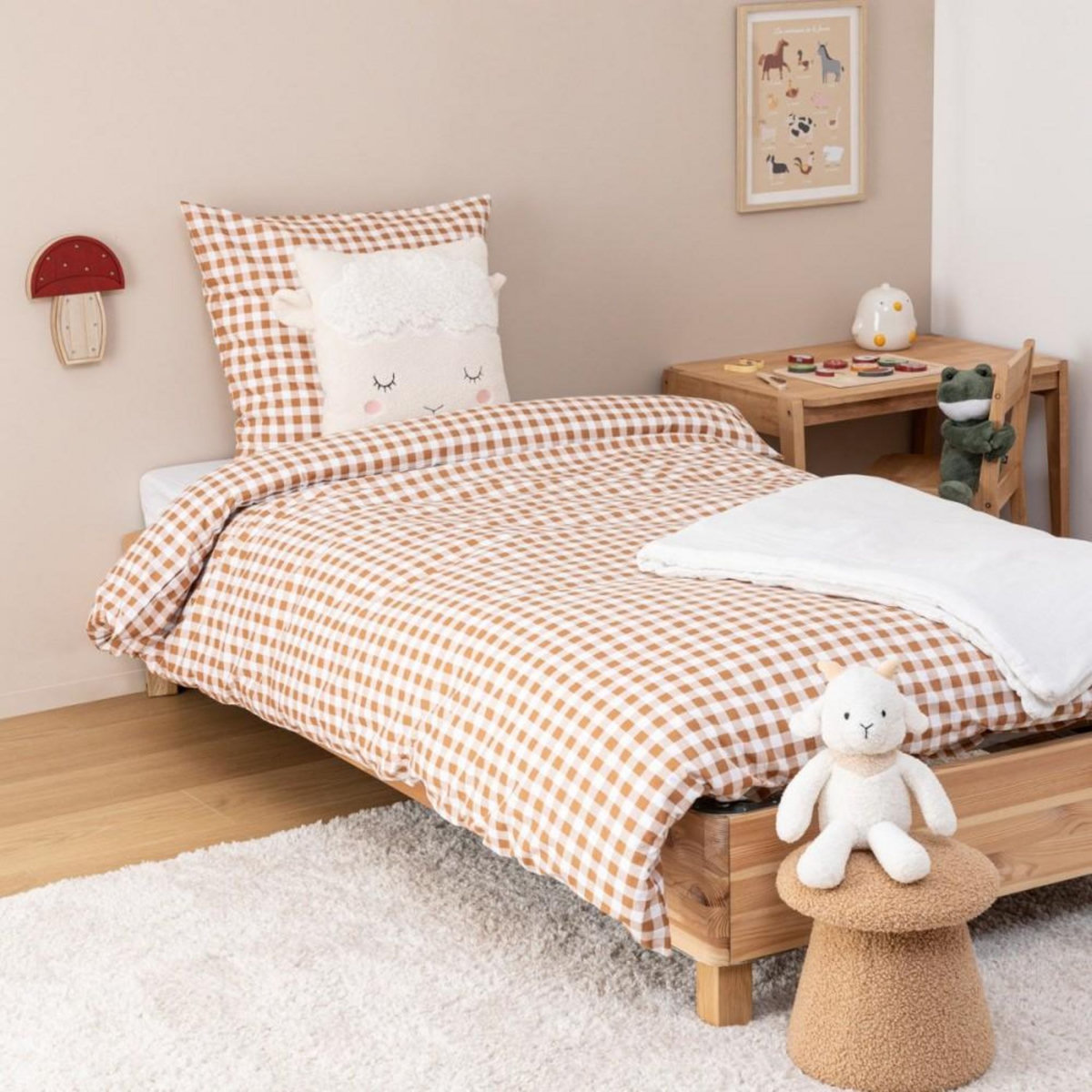 ATMOSPHERA Housse de couette enfant 140x200 VICHY + taie coton 57 fils