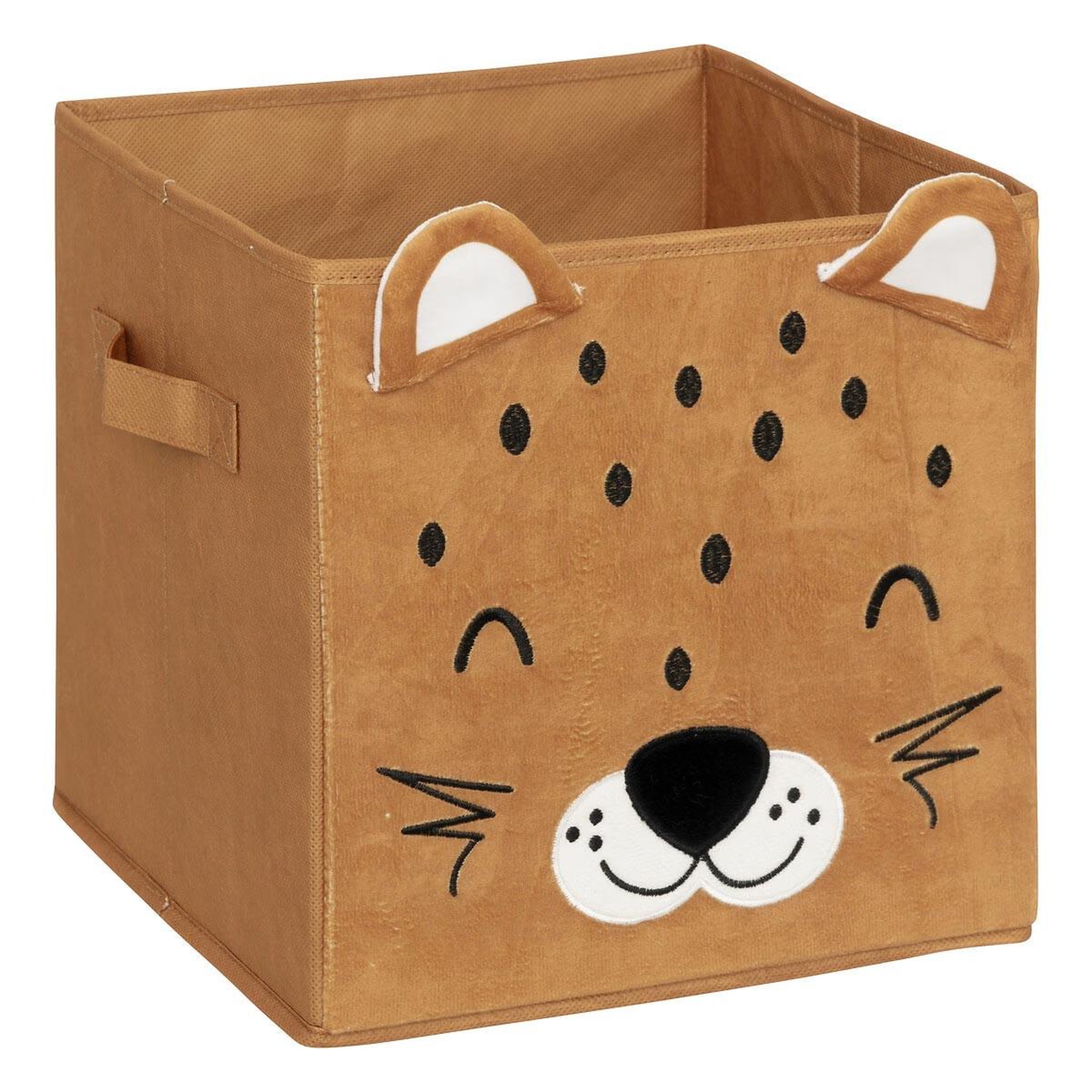 Atmosphera Kids Boîte de rangement pliable  léopard  29x29cm marron