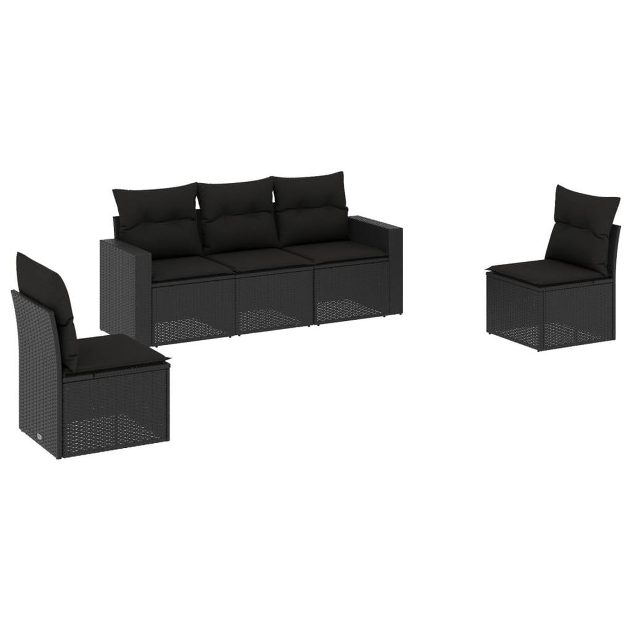 Voir la diapositive 2 : VIDAXL Salon de jardin 5 pcs avec coussins noir resine tressee