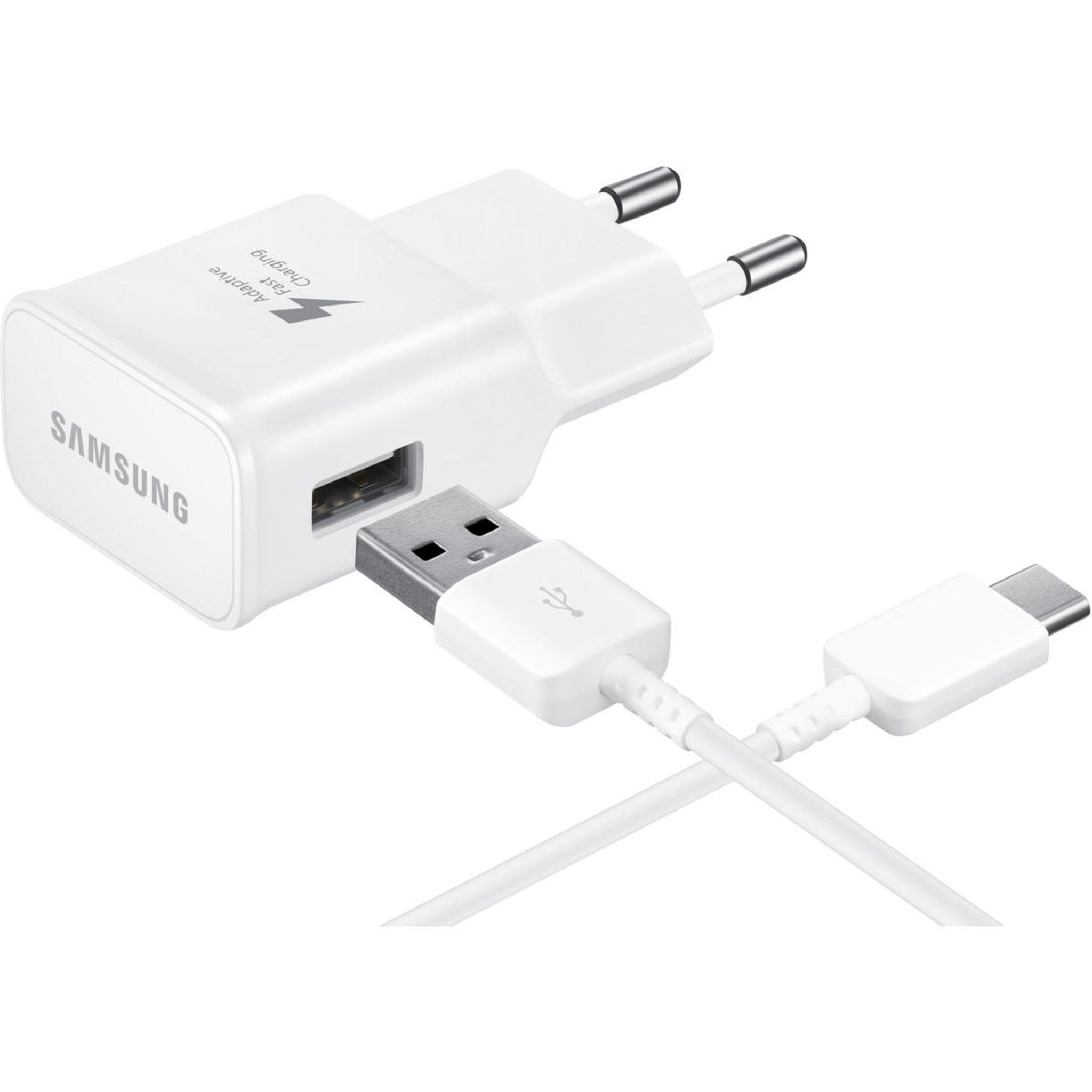 Voir la diapositive 1 : Samsung Chargeur secteur 2A 15W + Cable USB C - Blanc