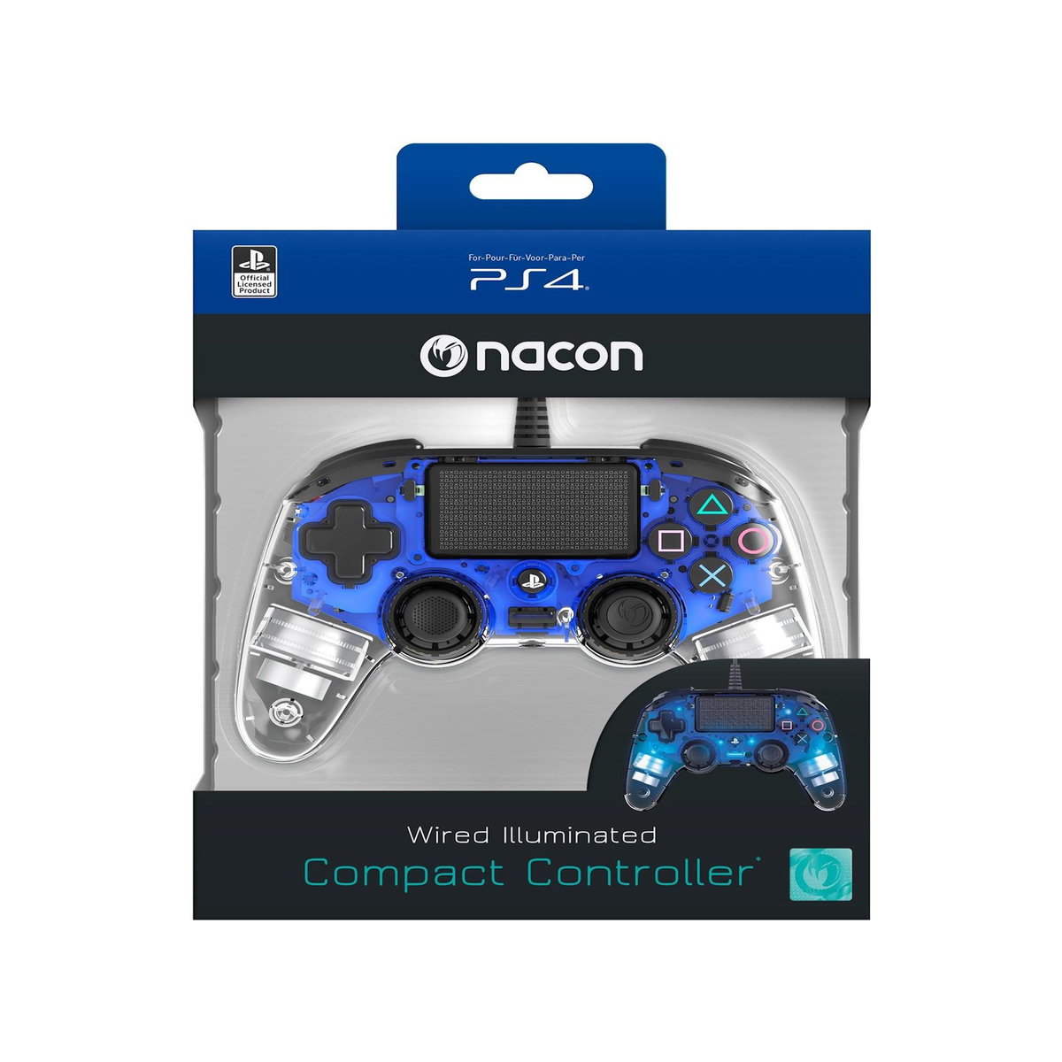 NACON Manette filaire Nacon lumineuse bleue PS4