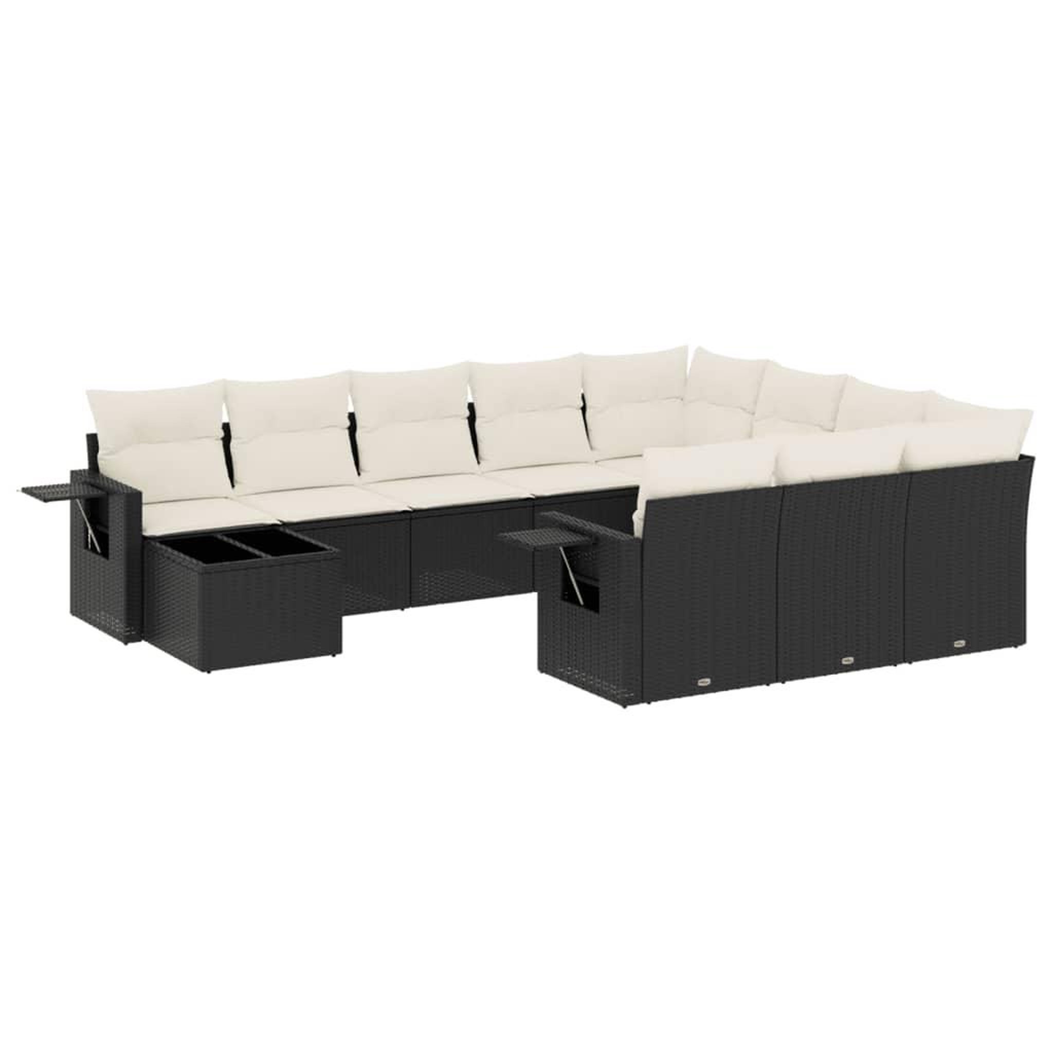 Voir la diapositive 2 : VIDAXL Salon de jardin 11 pcs avec coussins noir resine tressee