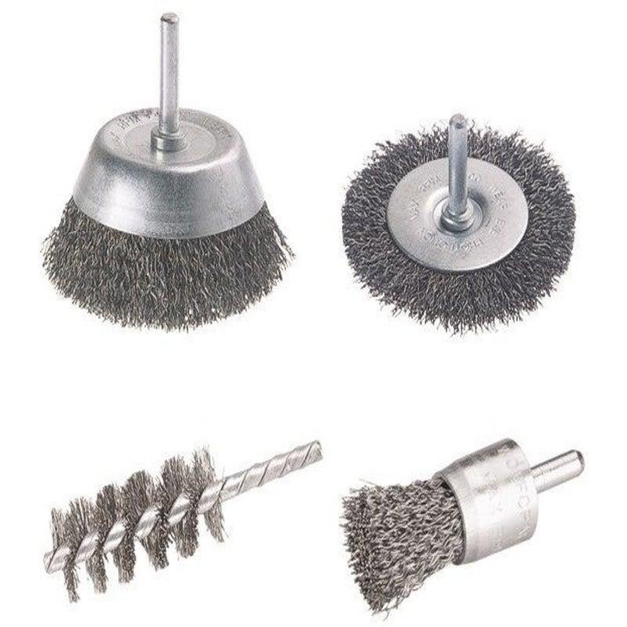 WOLFCRAFT Lot De 4 Brosses Pour Perceuse Pour Multimatière, Diam.25 Et 75 Mm