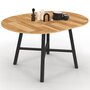 Voir la diapositive 1 : ID MARKET Table à manger extensible ronde MADELEINE 4-6 personnes bois et métal noir 110 - 150 cm