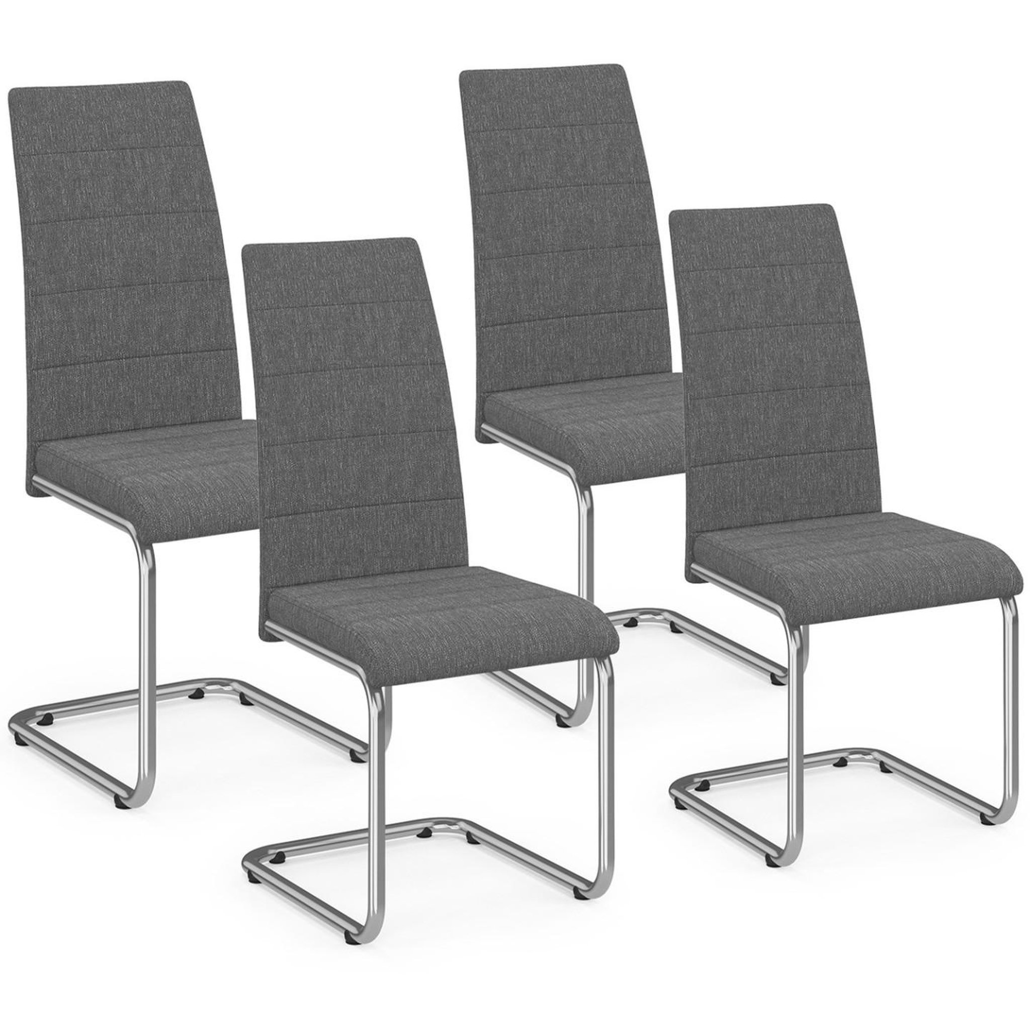 ID MARKET Lot de 4 chaises mia en tissu gris anthracite pour salle à manger