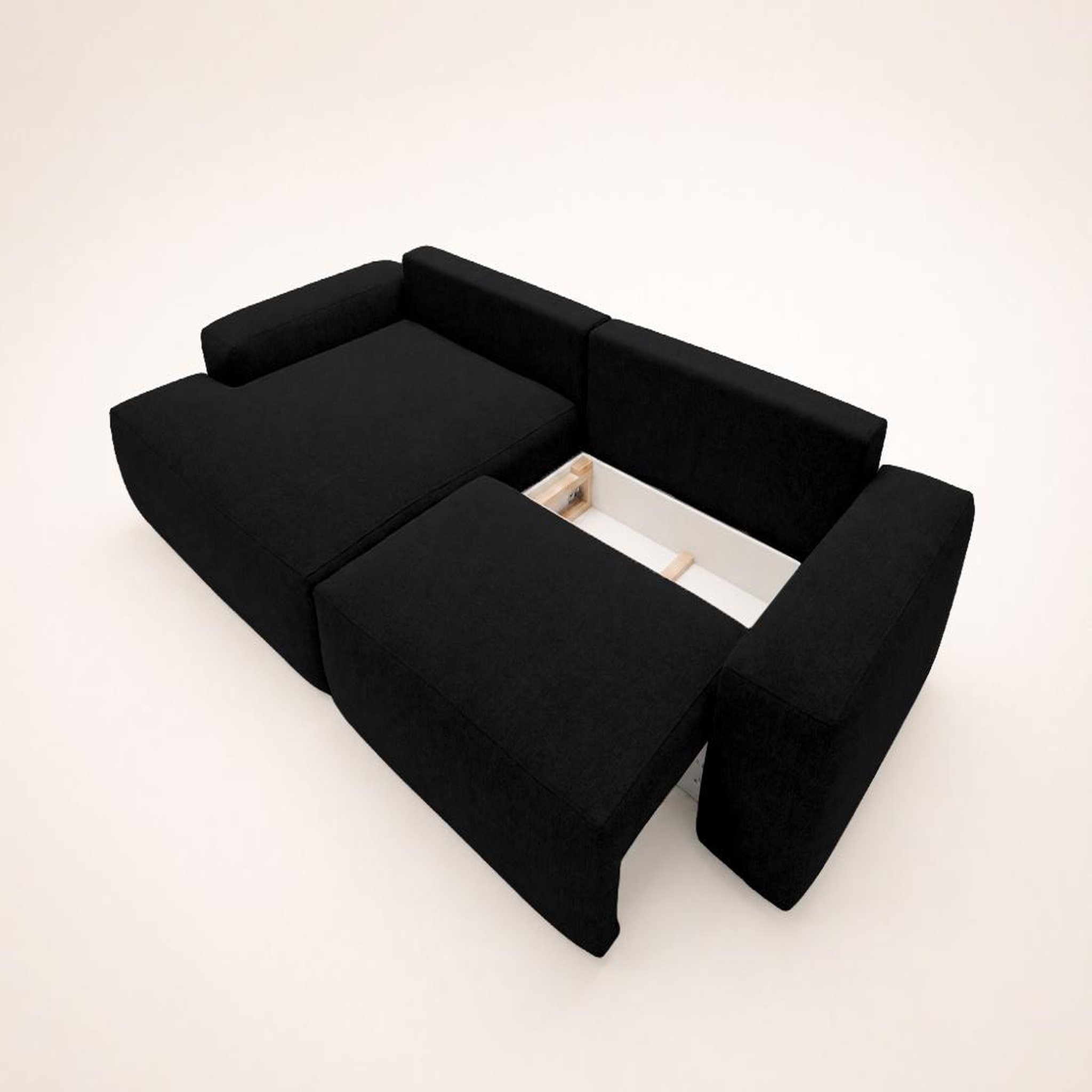 Voir la diapositive 5 : BEST MOBILIER Tama - canapé d'angle gauche 4 places convertible avec coffre en tissu