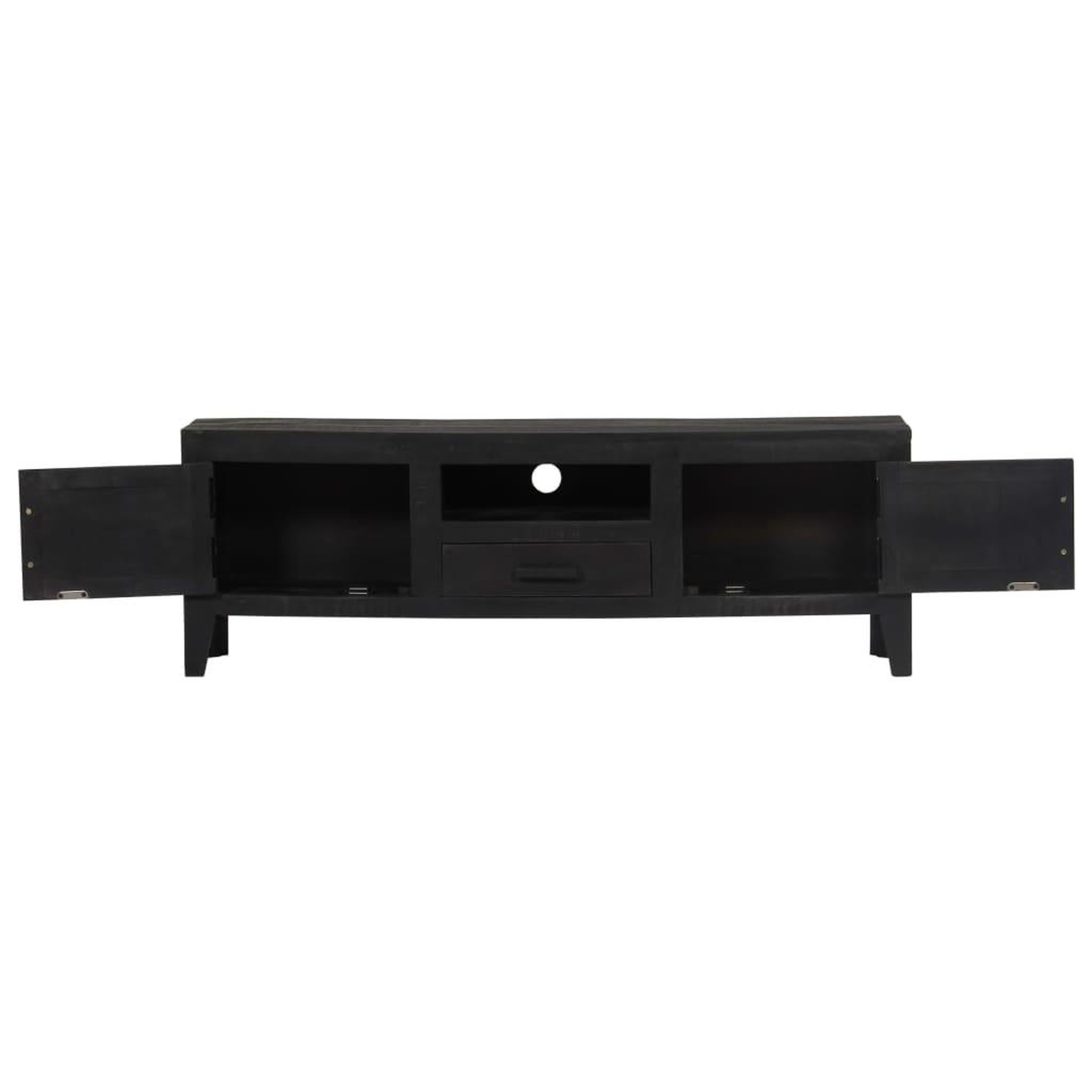 Voir la diapositive 3 : VIDAXL Meuble TV Noir 118x30x40 cm Bois de manguier massif