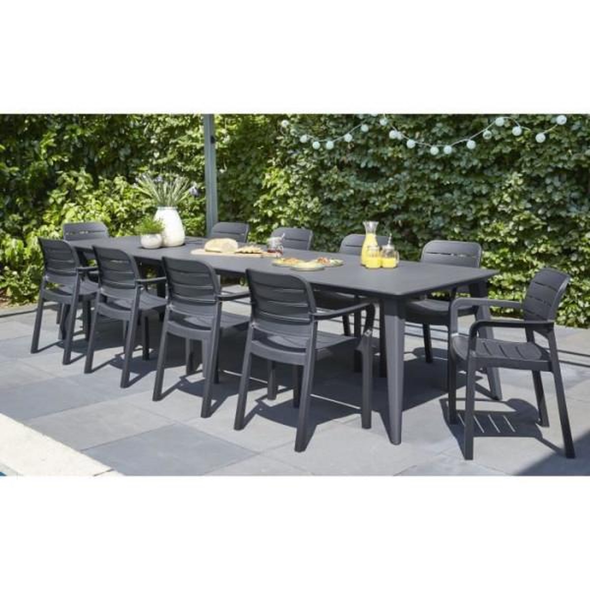 Voir la diapositive 2 : ALLIBERT by KETER Table de jardin - Rectangulaire - Coloris : gris graphite - En résine - 8 a 12 personnes - LIMA - Allibert by KETER