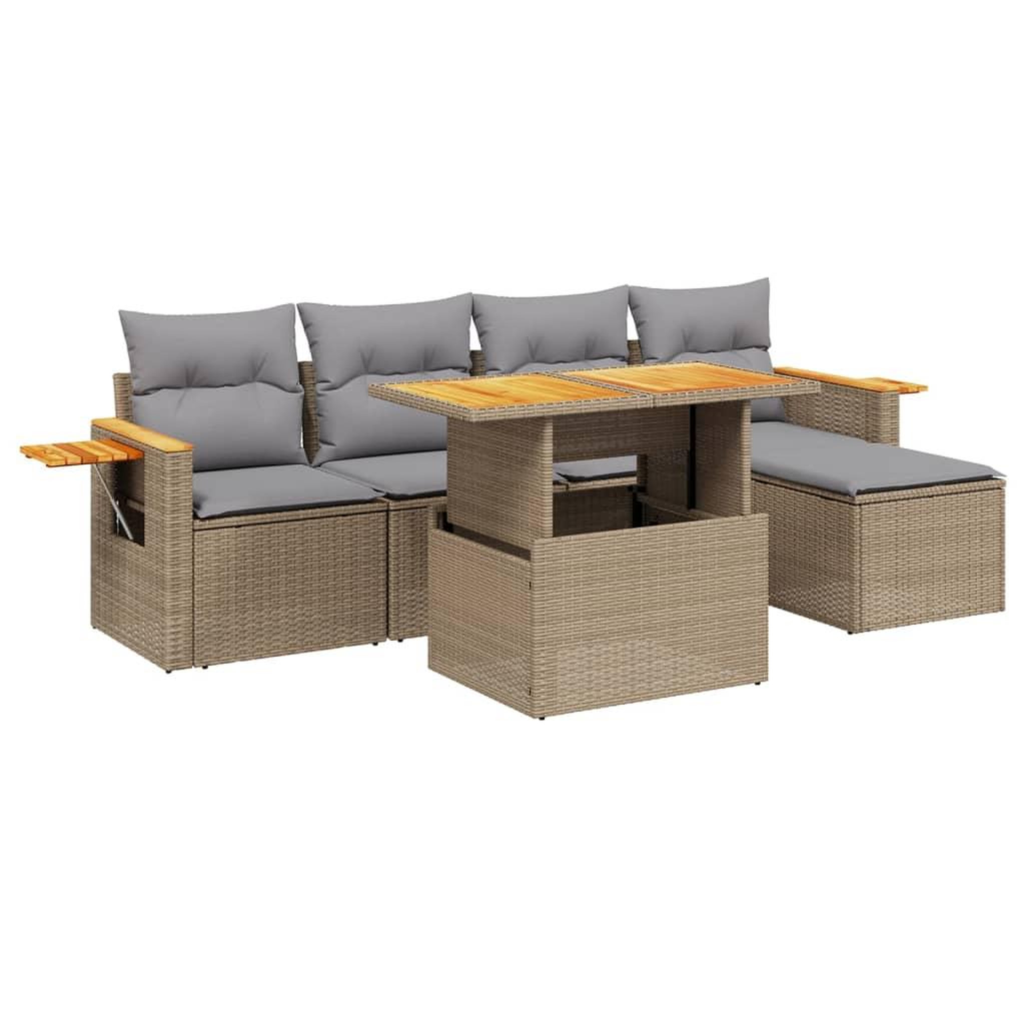 Voir la diapositive 2 : VIDAXL Salon de jardin avec coussins 6 pcs beige resine tressee
