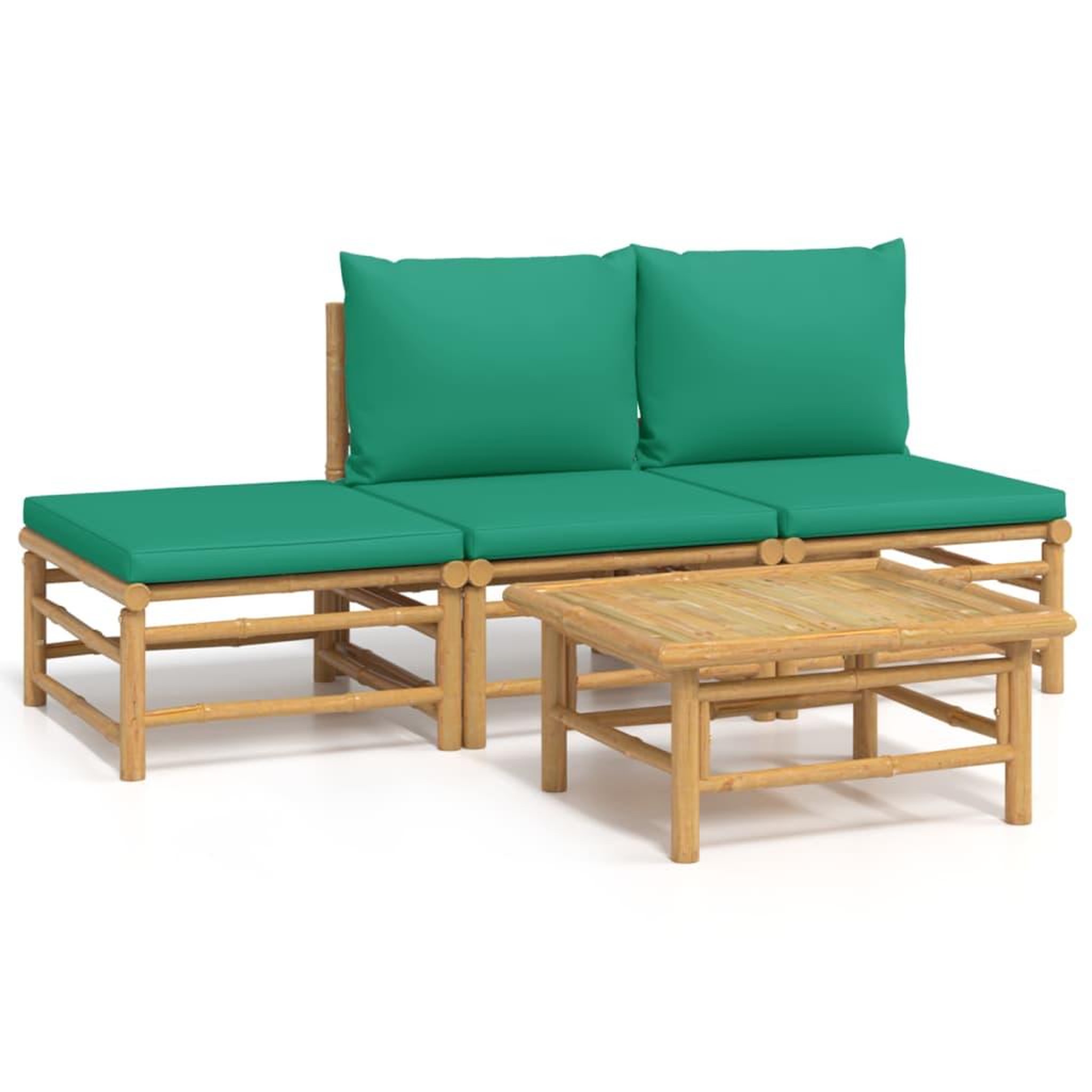 Voir la diapositive 2 : VIDAXL Salon de jardin 4 pcs avec coussins vert bambou