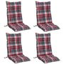 Voir la diapositive 3 : VIDAXL Coussins de chaise a dossier haut lot de 4 motif carreaux rouge