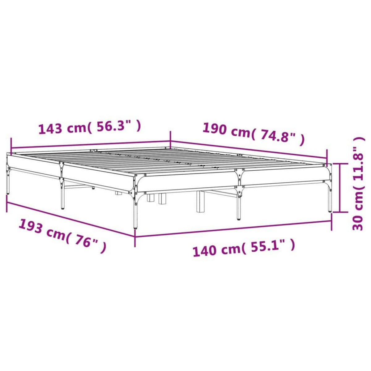 VIDAXL Cadre de lit sans matelas noir 140x190 cm