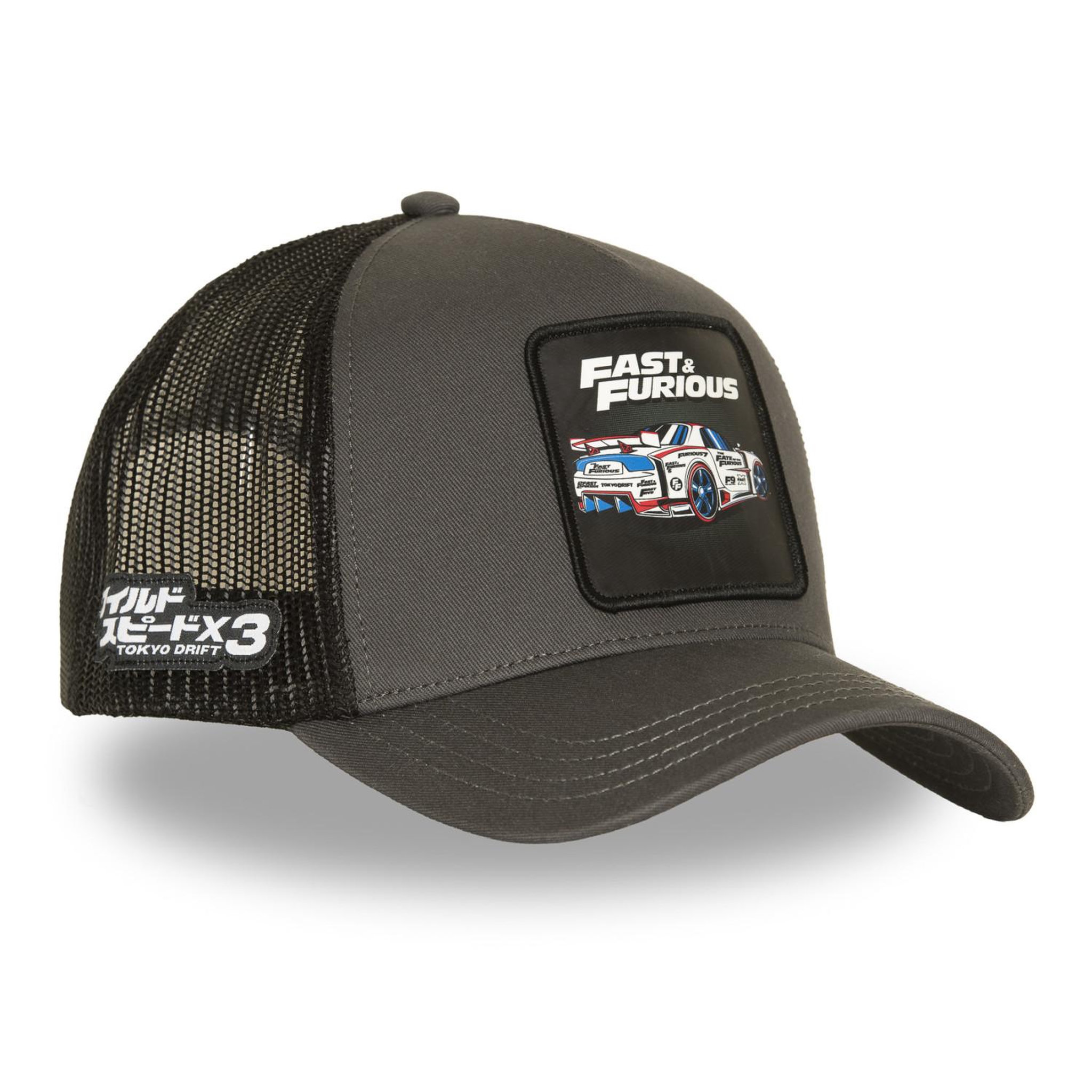Voir la diapositive 4 : CAPSLAB Casquette trucker avec filet et patch fast and furious drift