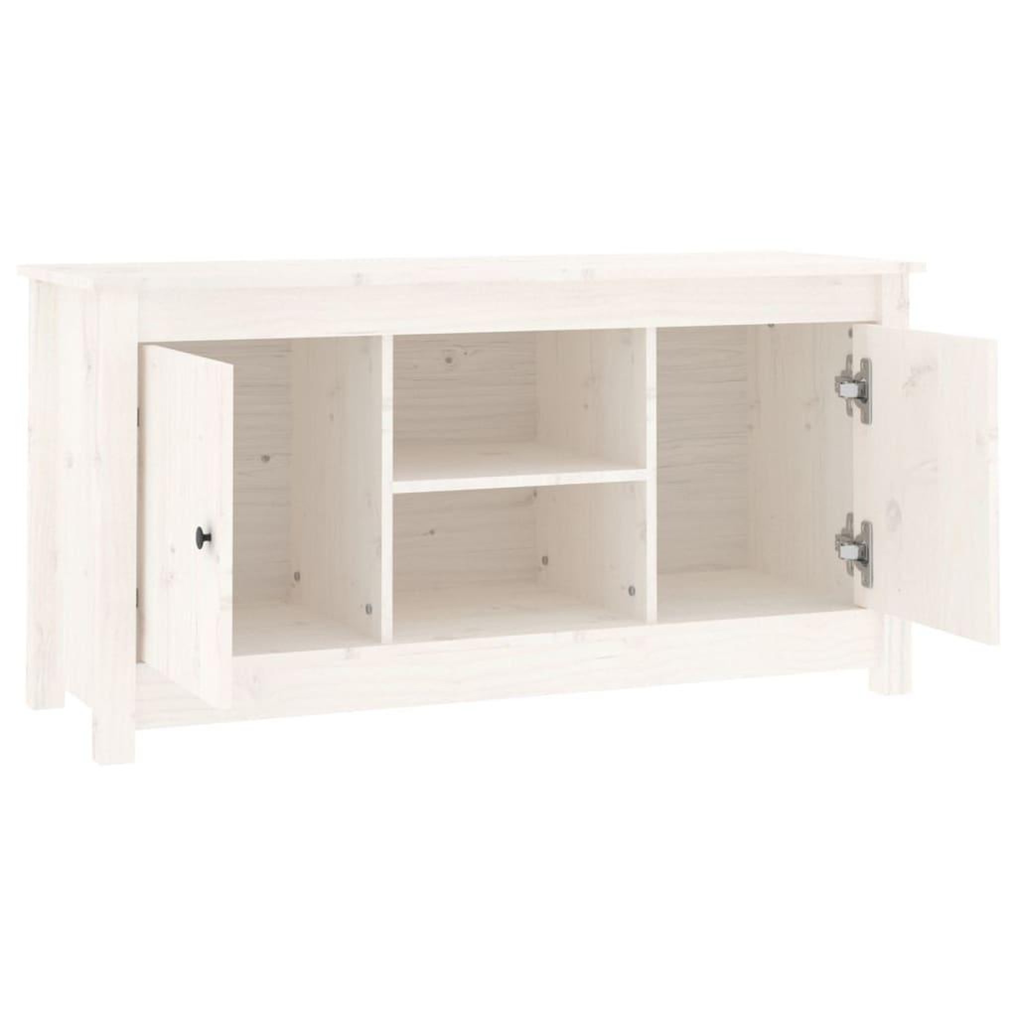 Voir la diapositive 4 : VIDAXL Meuble TV Blanc 103x36,5x52 cm Bois de pin massif