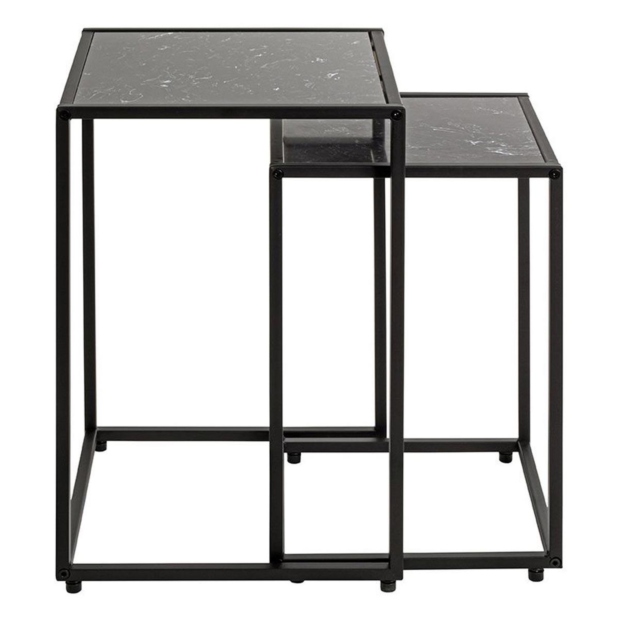 Voir la diapositive 2 : Paris Prix Lot de 2 tables d'appoint effet marbre  silvia  50cm noir