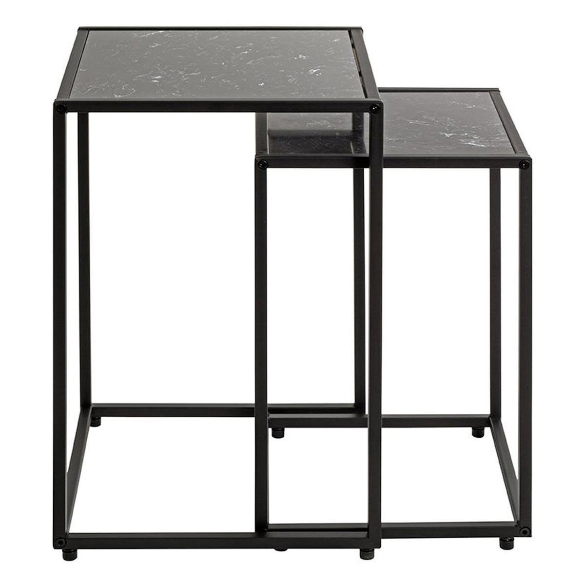 Paris Prix Lot de 2 Tables d'Appoint Effet Marbre  Silvia  50cm Noir